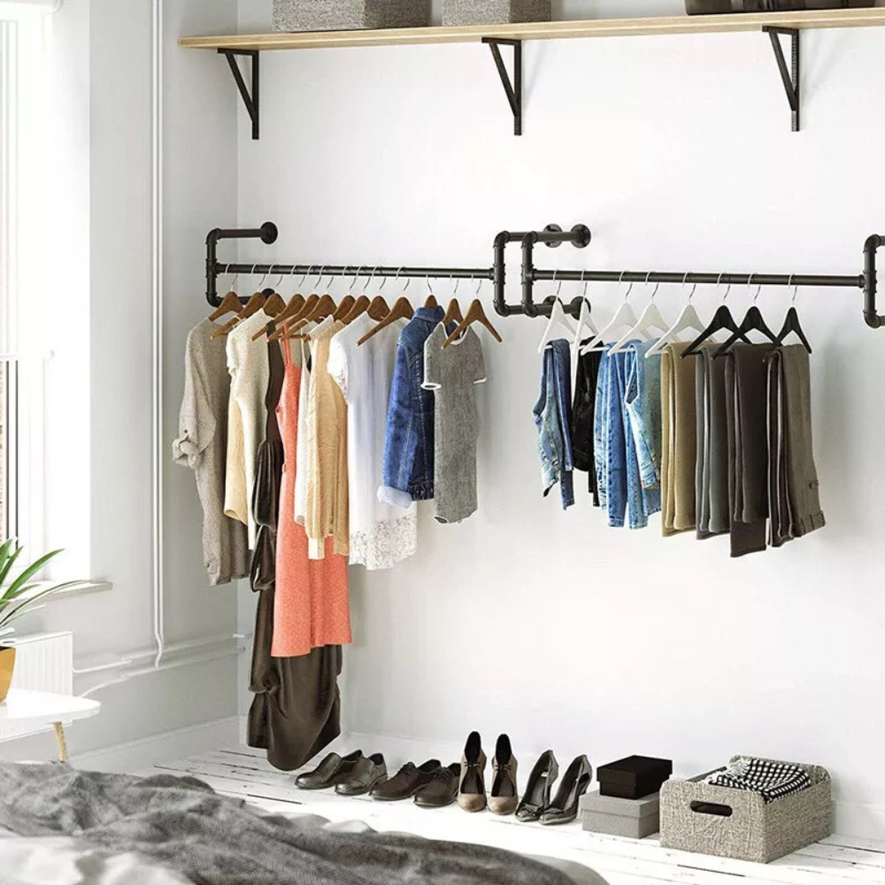 Industrial Pipe Clothes Rack Wall Mounted Detachable Garment Rack_7