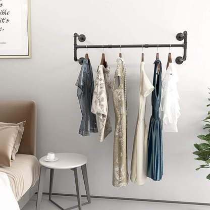 Industrial Pipe Clothes Rack Wall Mounted Detachable Garment Rack_4