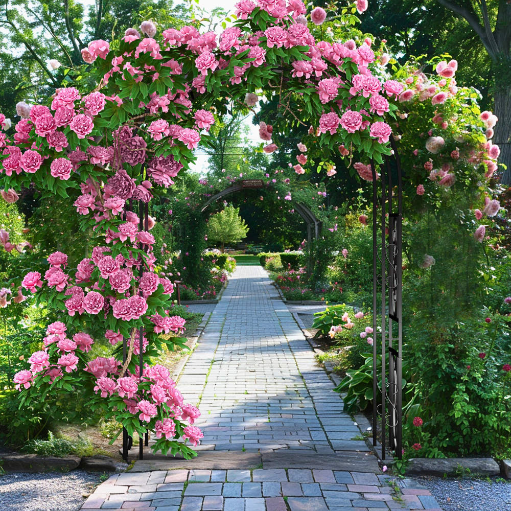 Garden Arches Outdoor Black Metal Arbor for Climbing Plants_0