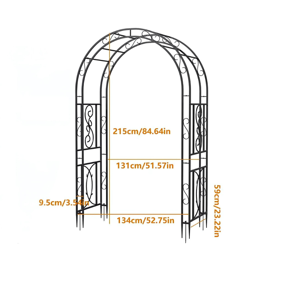 Garden Arches Outdoor Black Metal Arbor for Climbing Plants_8