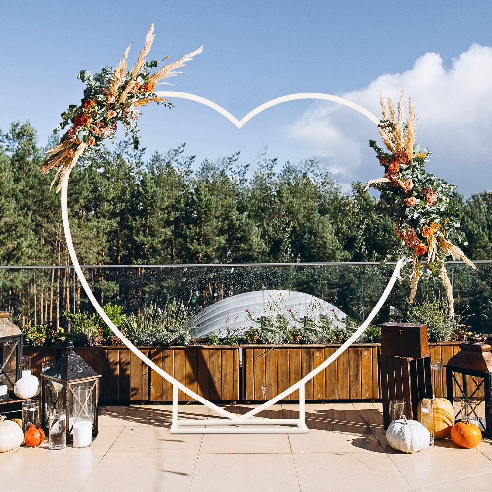 Heart Shaped White Metal Balloon Arch Stand Frame Display Kit for Wedding_0