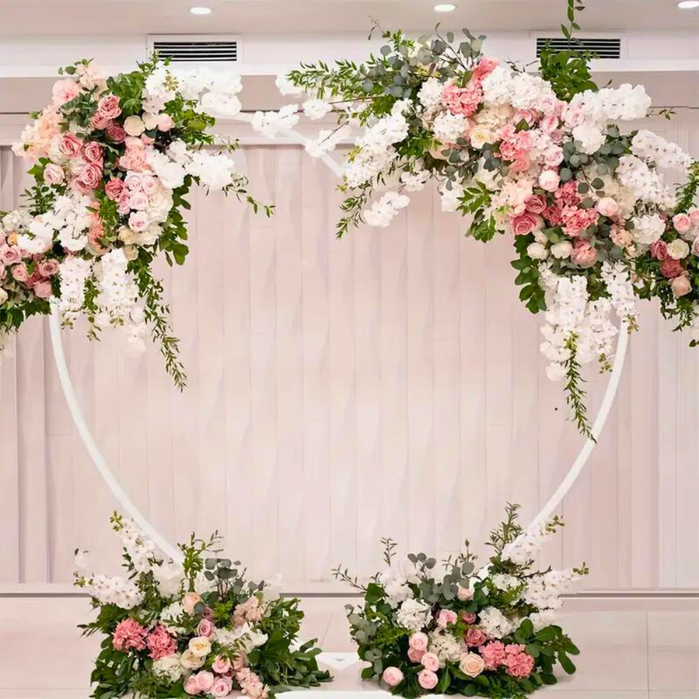 Heart Shaped White Metal Balloon Arch Stand Frame Display Kit for Wedding_3