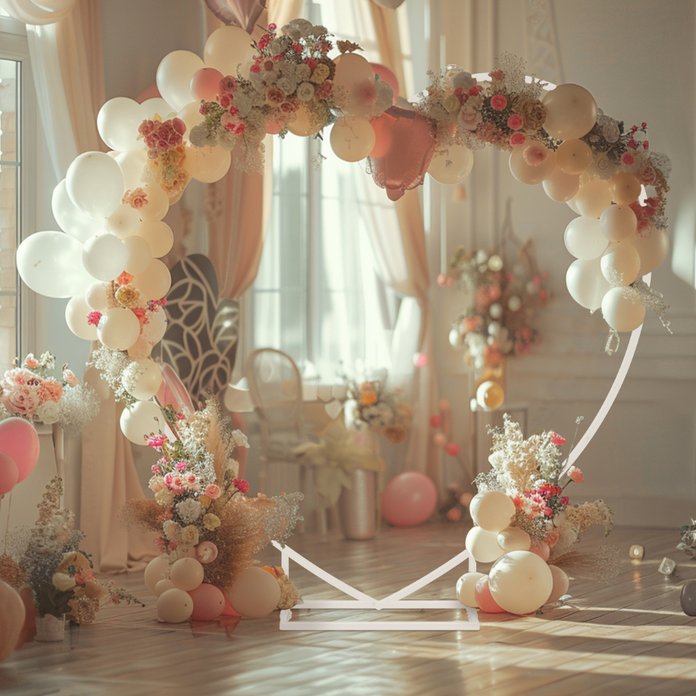 Heart Shaped White Metal Balloon Arch Stand Frame Display Kit for Wedding_5