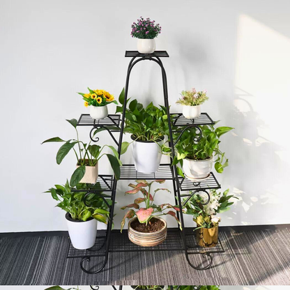 9 Tier Metal Plant Shelf Stand Multilayer Potted Display Rack Patio_1