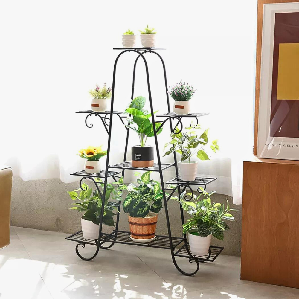 9 Tier Metal Plant Shelf Stand Multilayer Potted Display Rack Patio_0