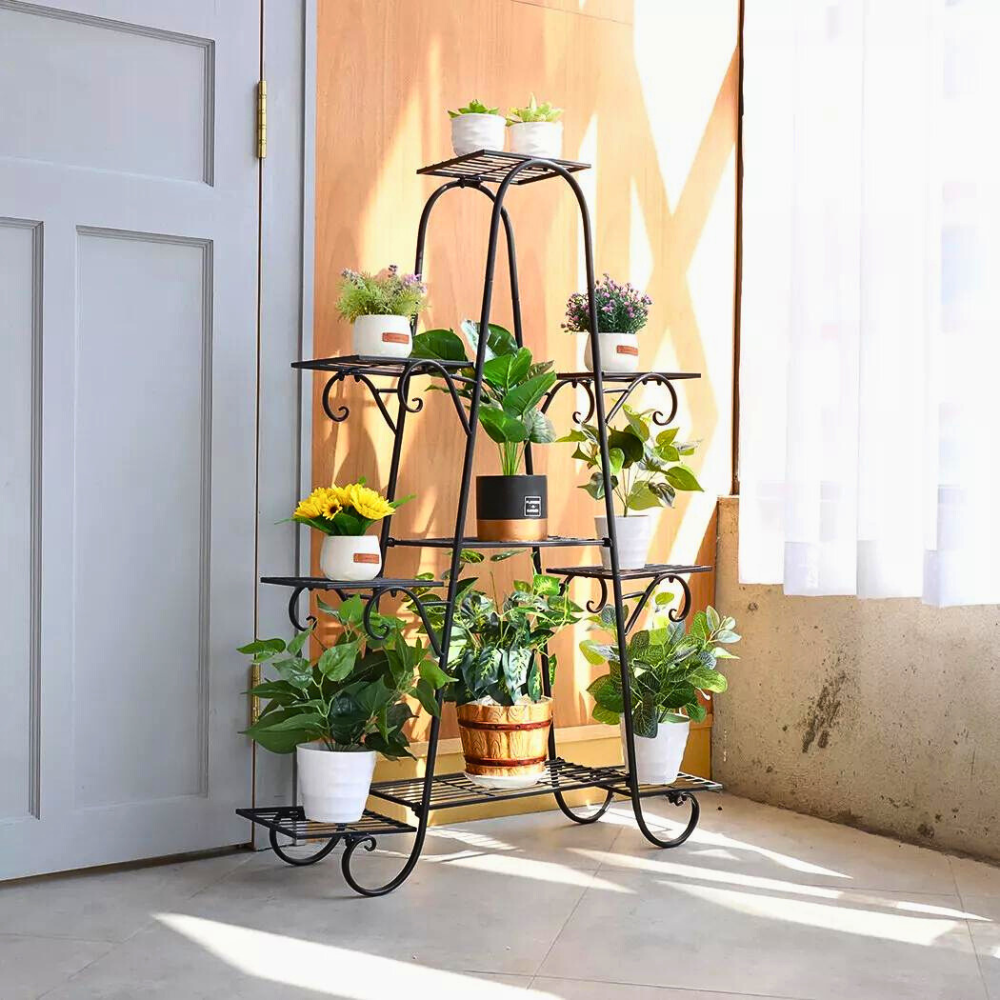 9 Tier Metal Plant Shelf Stand Multilayer Potted Display Rack Patio_3