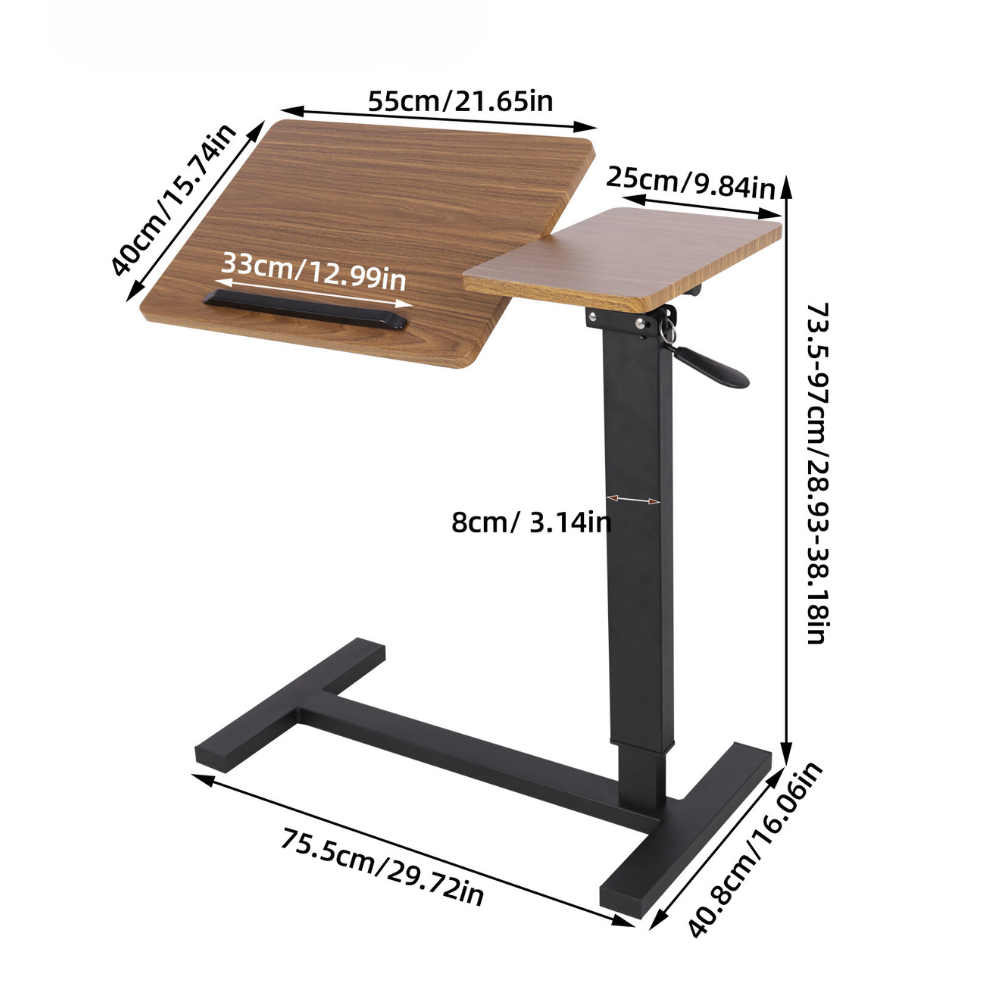 Split Top Tilting Adjustable Overbed Table with Wheels_8