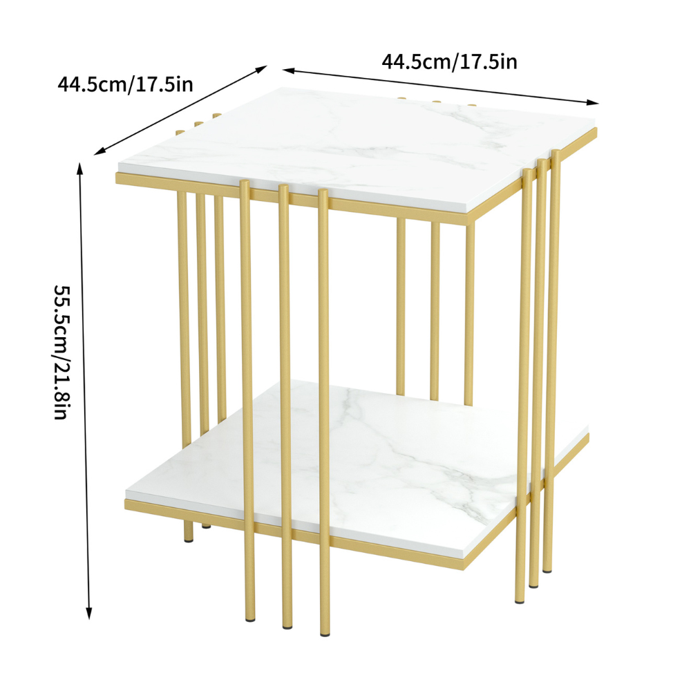 2 Tier Square Marble Top Side Table_7