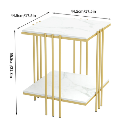 2 Tier Square Marble Top Side Table_7