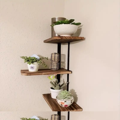 Rustic Industrial Wood Shelf Wall Mount Corner Rack_4