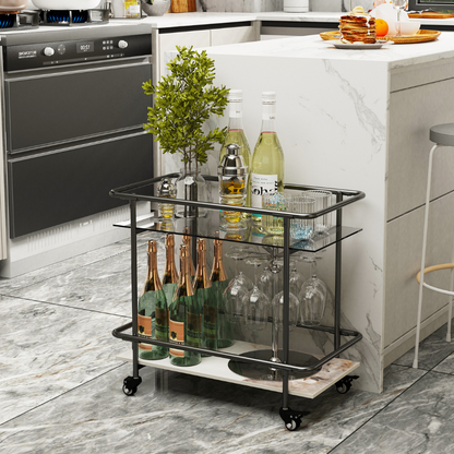 2-Tier Luxury Serving Cart on Lockable Wheels_1