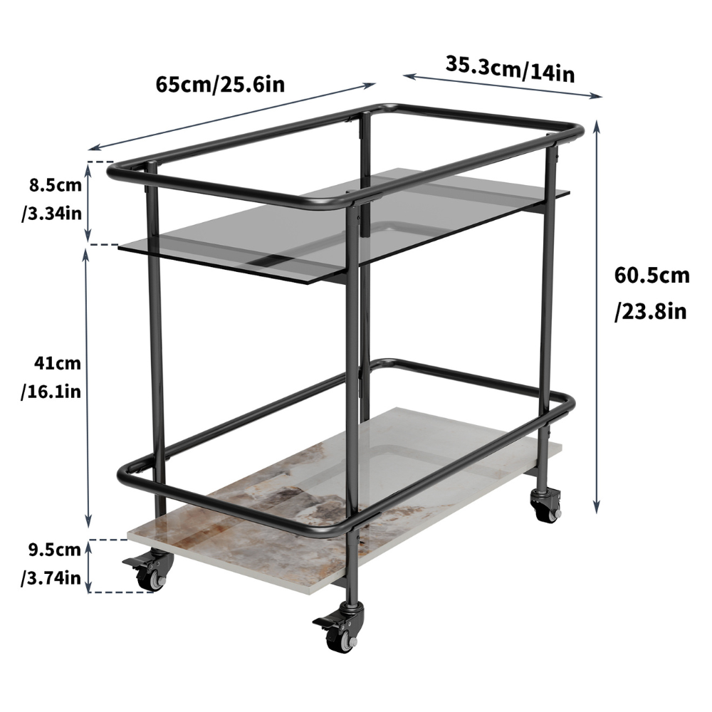 2-Tier Luxury Serving Cart on Lockable Wheels_5