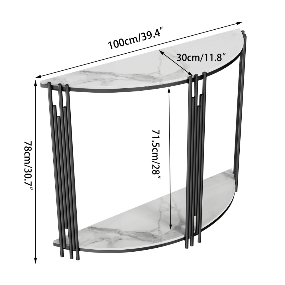 Half Moon Tiered Real Marble Entry Console Table Hallway Entryway Furniture_8