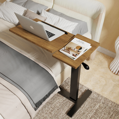 Split Top Tilting Adjustable Overbed Table with Wheels_6