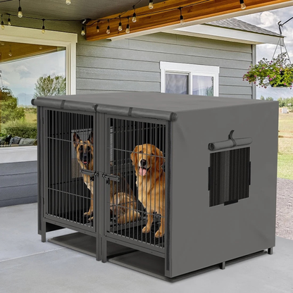 Double Door Waterproof Dog Kennel Cover_4