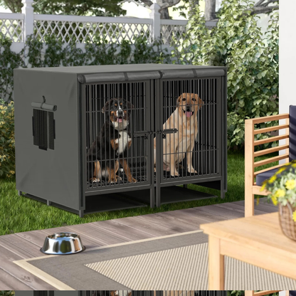 Double Door Waterproof Dog Kennel Cover_2