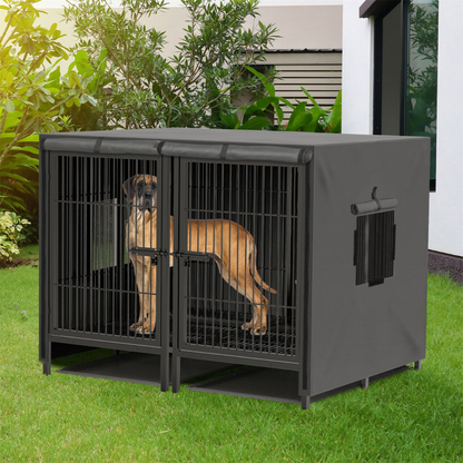 Double Door Waterproof Dog Kennel Cover_3