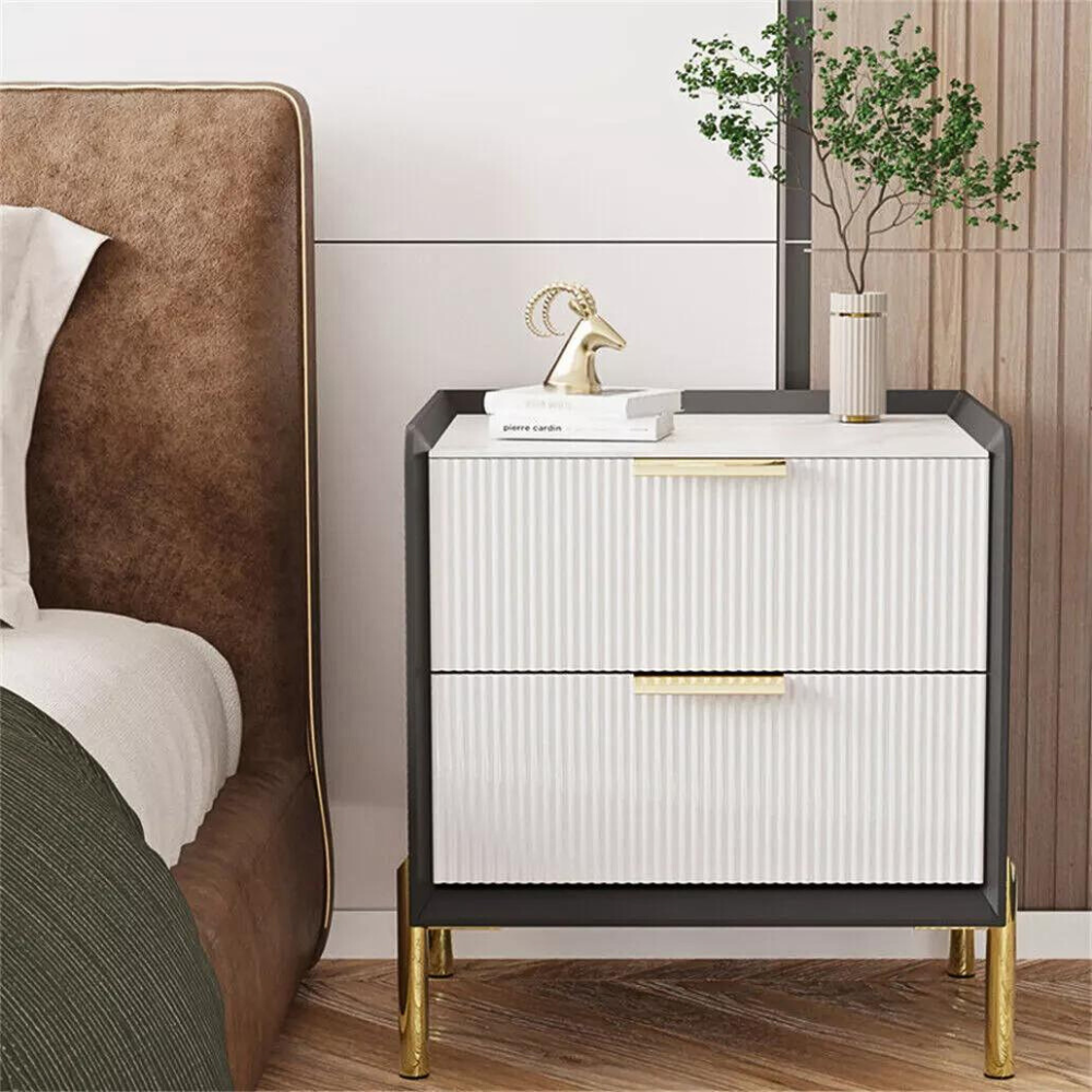 Modern White Nightstand with Storage Drawers_2