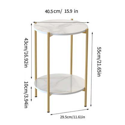 2 Tier Round Coffee End Table with Storage Shelf_11