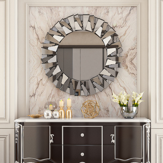 Stunning 32 Silver Round Wall Mirror_0