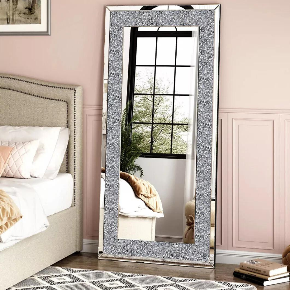 Sparkly Wall Mounted Crystal Diamond Vanity Mirror_0