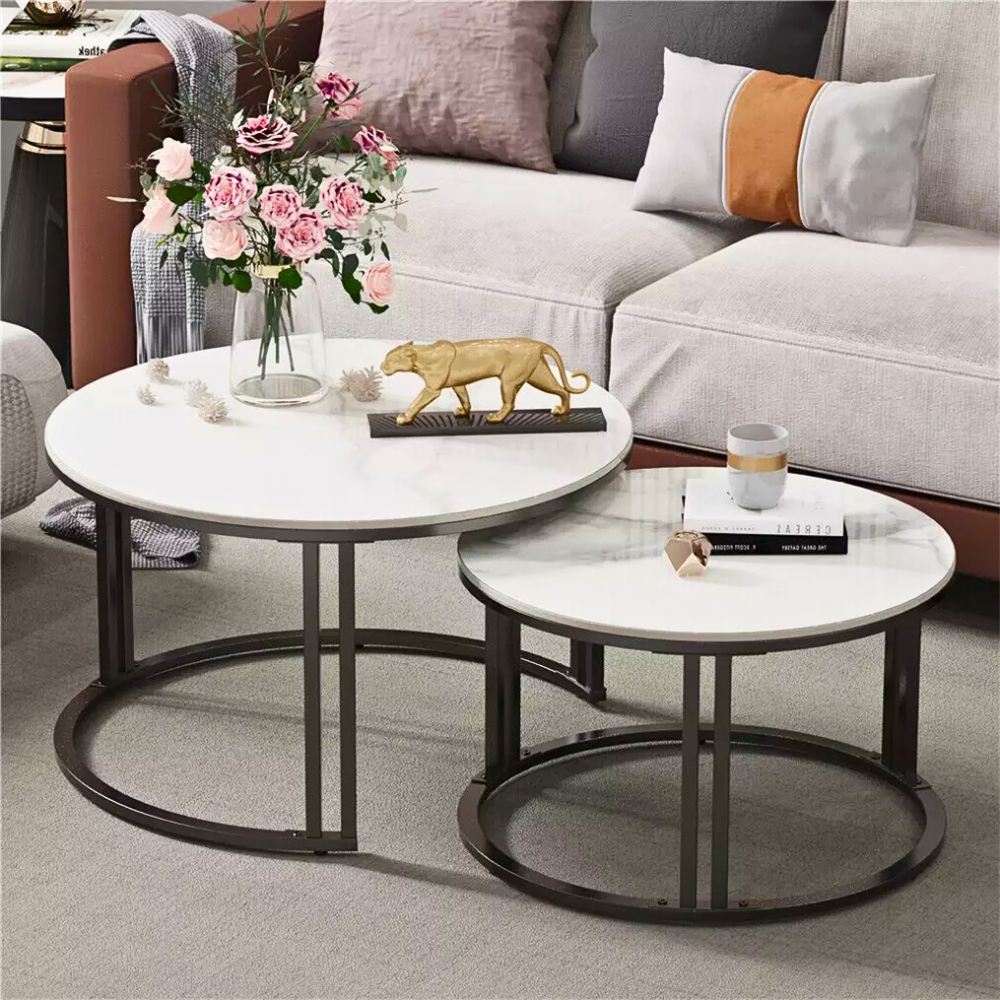 2 Pack Marble Nesting Coffee Table Set_0