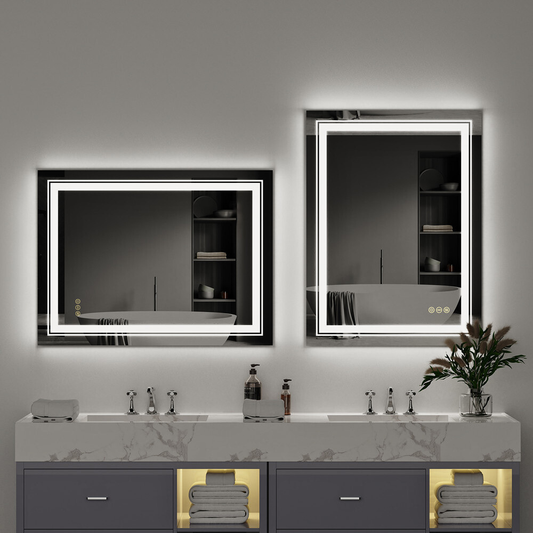 Crystal Clear Smart LED Dimmable Bathroom Mirror - Dual Lights, Defog & Waterproof_0