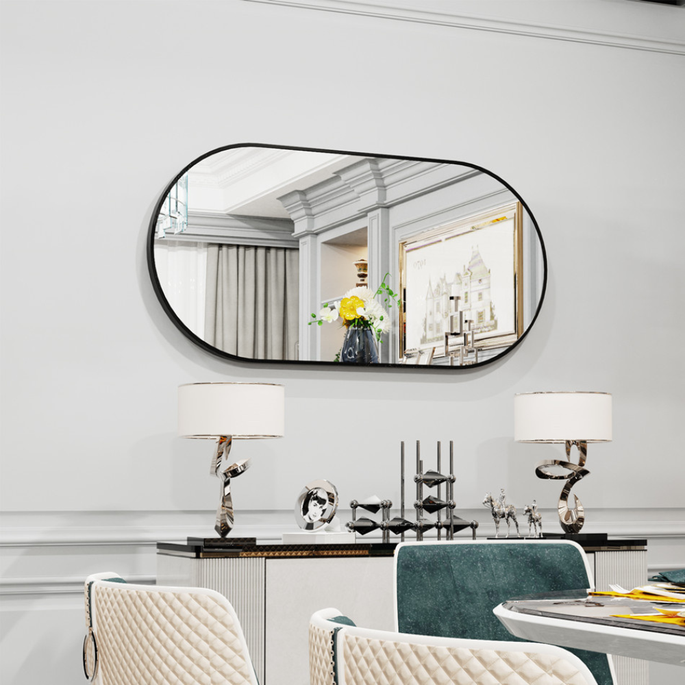 Stunning Oval Black Metal Wall Mirror_3