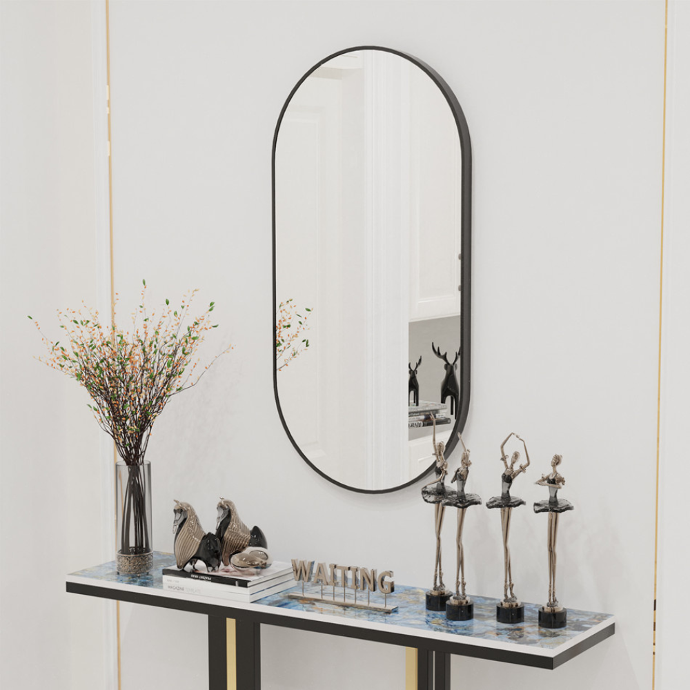 Stunning Oval Black Metal Wall Mirror_2