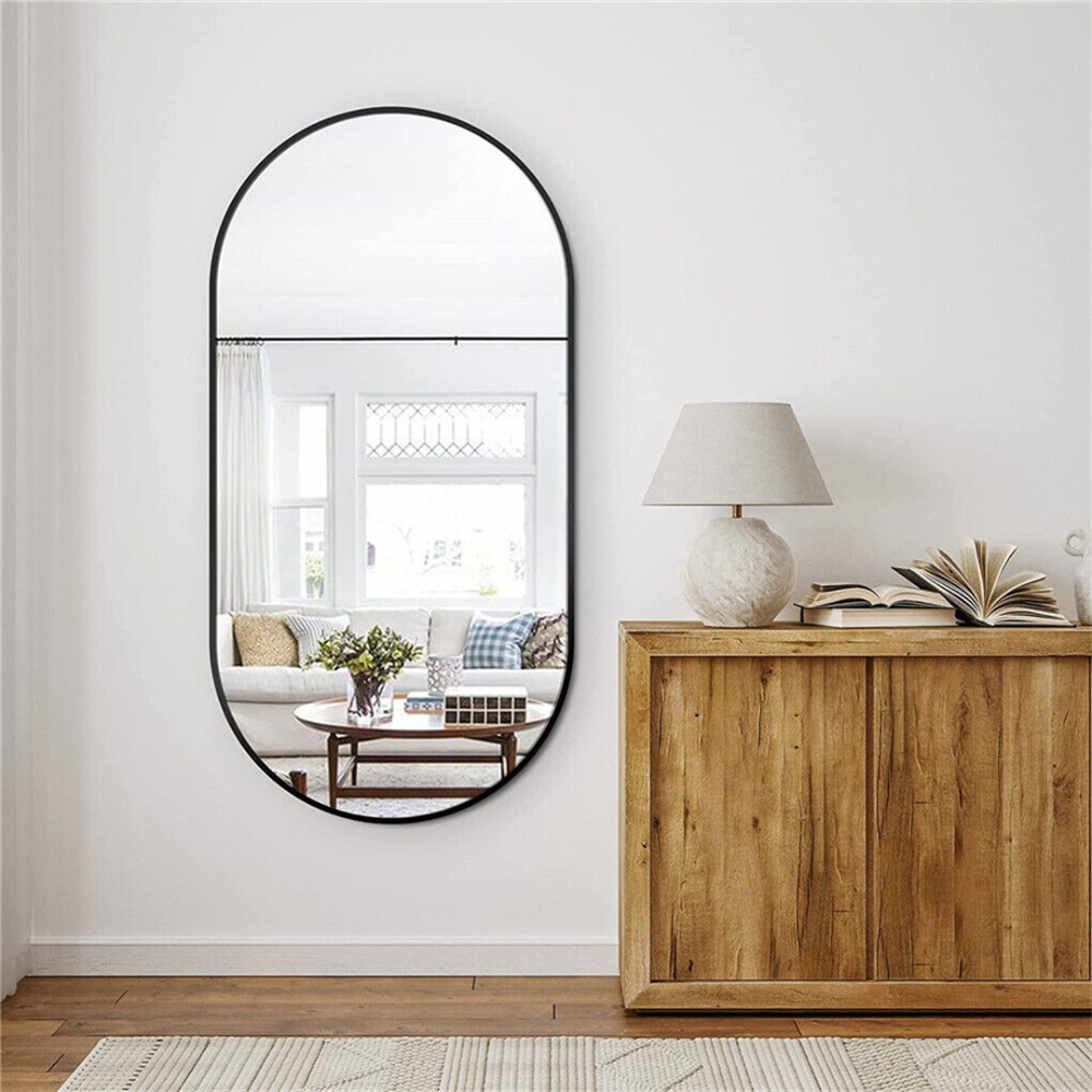 Stunning Oval Black Metal Wall Mirror_1