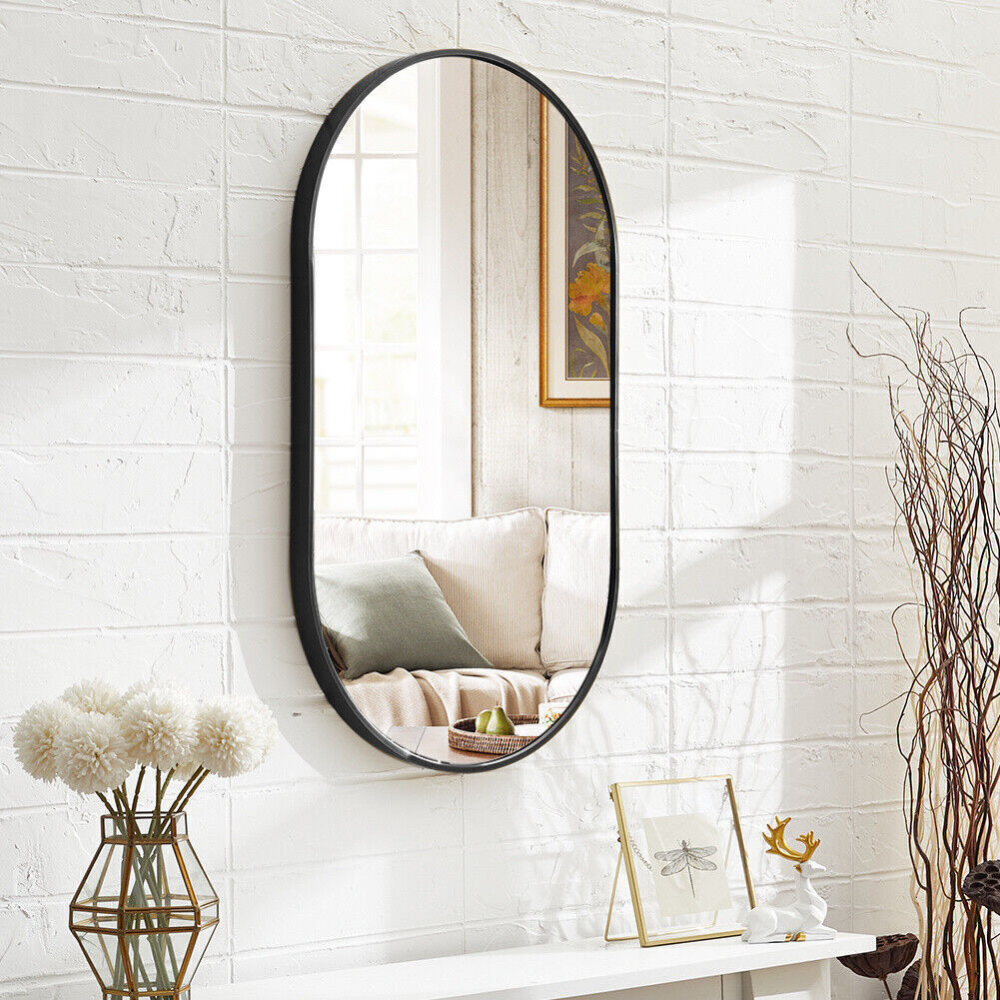 Stunning Oval Black Metal Wall Mirror_0