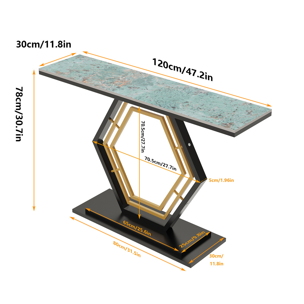 Stylish Console Table with Geometric Design and Durable Sintered Stone Top_6