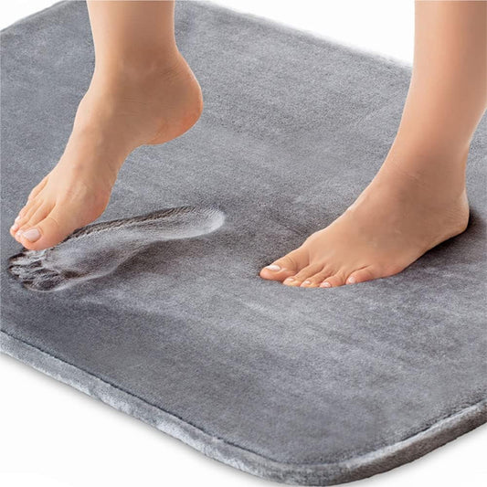 COMFEYA Thick Memory Foam Bath Mat, Soft and Absorbent Velvet Bath Mat with Durable Dots on Bottom, Machine Washable, Shower Floor Rug Room Decor, 89 x 58 x0.5 cm, Grey_0