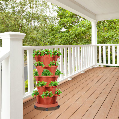 GREENHAVEN 5-Tier Stackable Planter, Indoor and Outdoor Gardening Planter with Removable Wheels and Tools_2