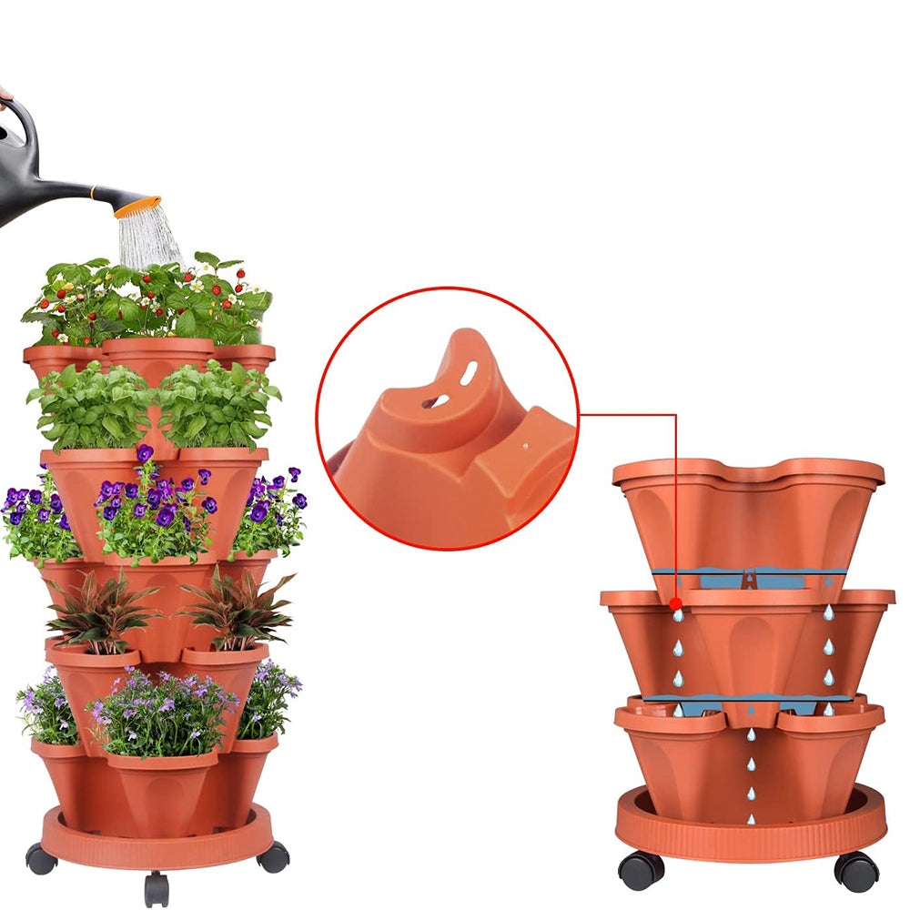 GREENHAVEN 5-Tier Stackable Planter, Indoor and Outdoor Gardening Planter with Removable Wheels and Tools_8