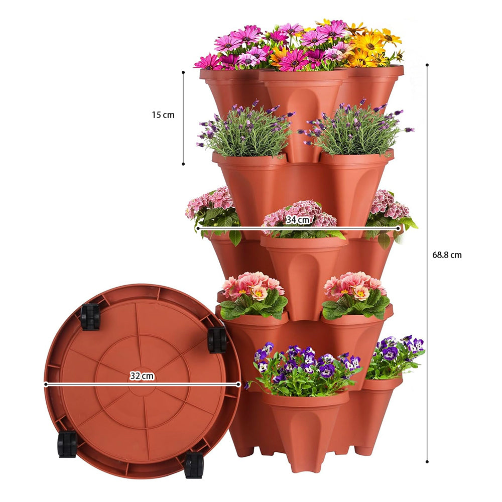 GREENHAVEN 5-Tier Stackable Planter, Indoor and Outdoor Gardening Planter with Removable Wheels and Tools_10