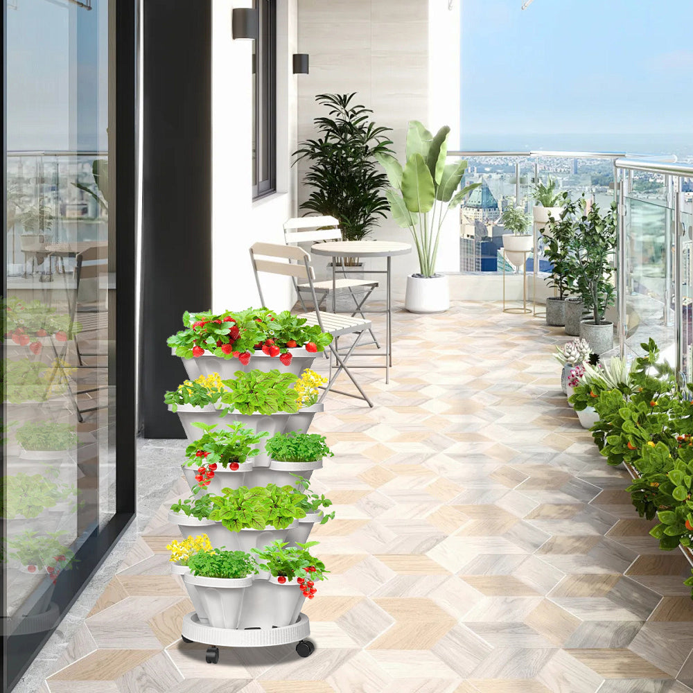 GREENHAVEN 5-Tier Stackable Planter, Indoor and Outdoor Gardening Planter with Removable Wheels and Tools_7