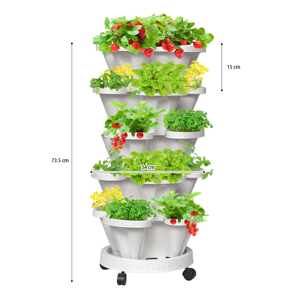 GREENHAVEN 5-Tier Stackable Planter, Indoor and Outdoor Gardening Planter with Removable Wheels and Tools_11