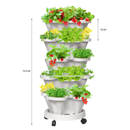 GREENHAVEN 5-Tier Stackable Planter, Indoor and Outdoor Gardening Planter with Removable Wheels and Tools_11