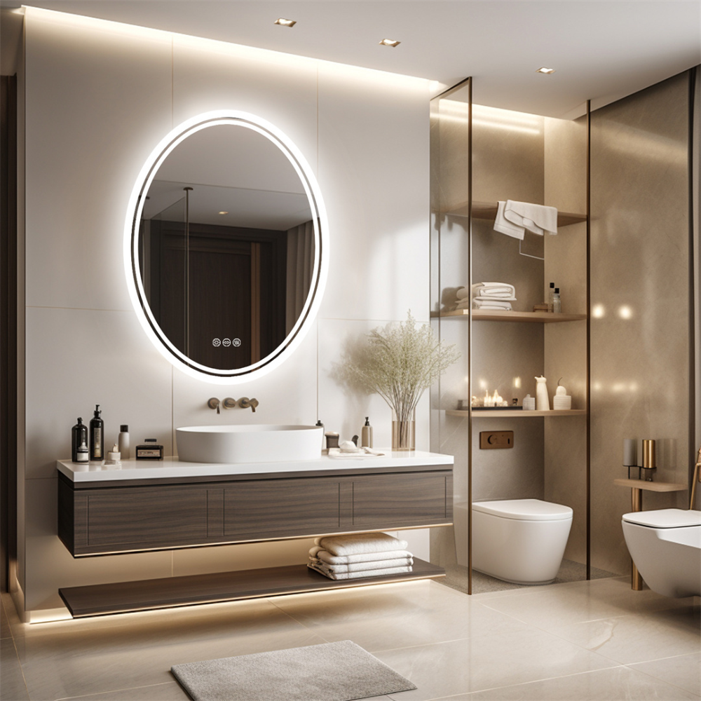 Oval LED Bathroom Mirror with Demister_3