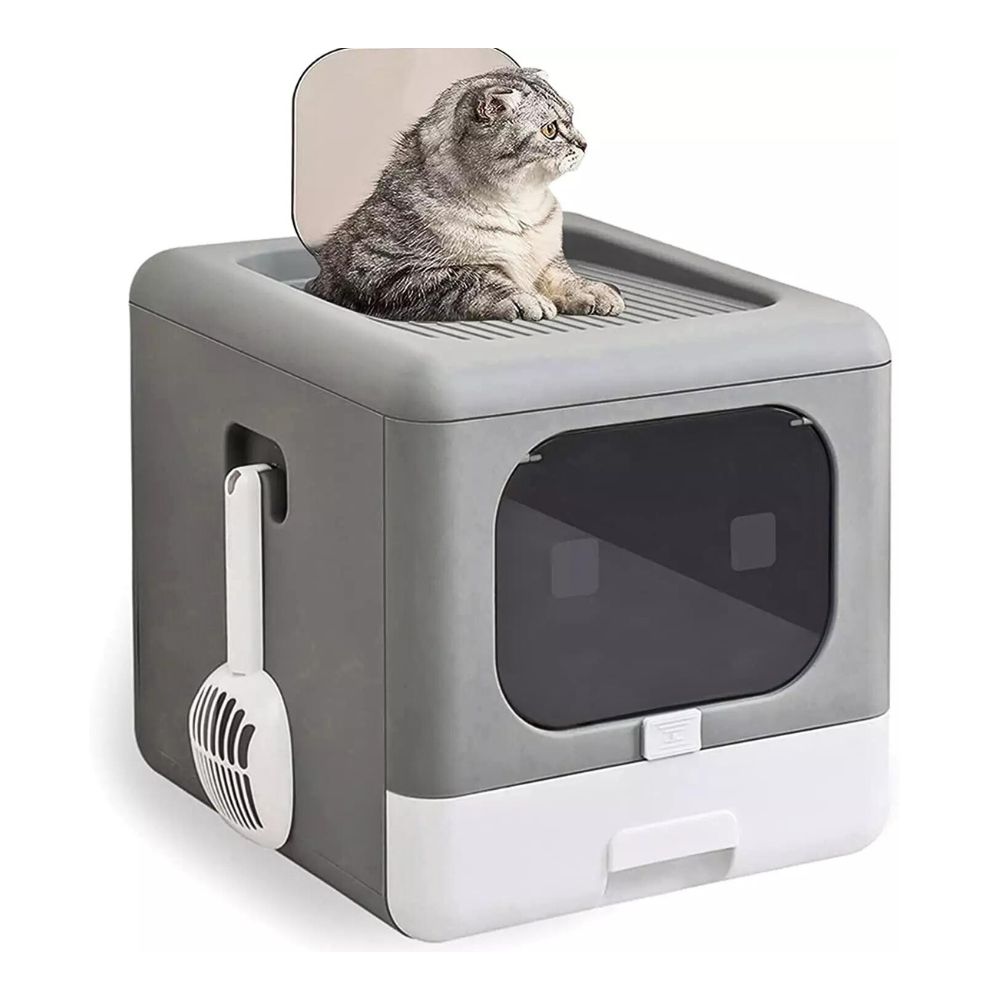 Sleek and Functional Cat Litter Box-Detachable Design_7