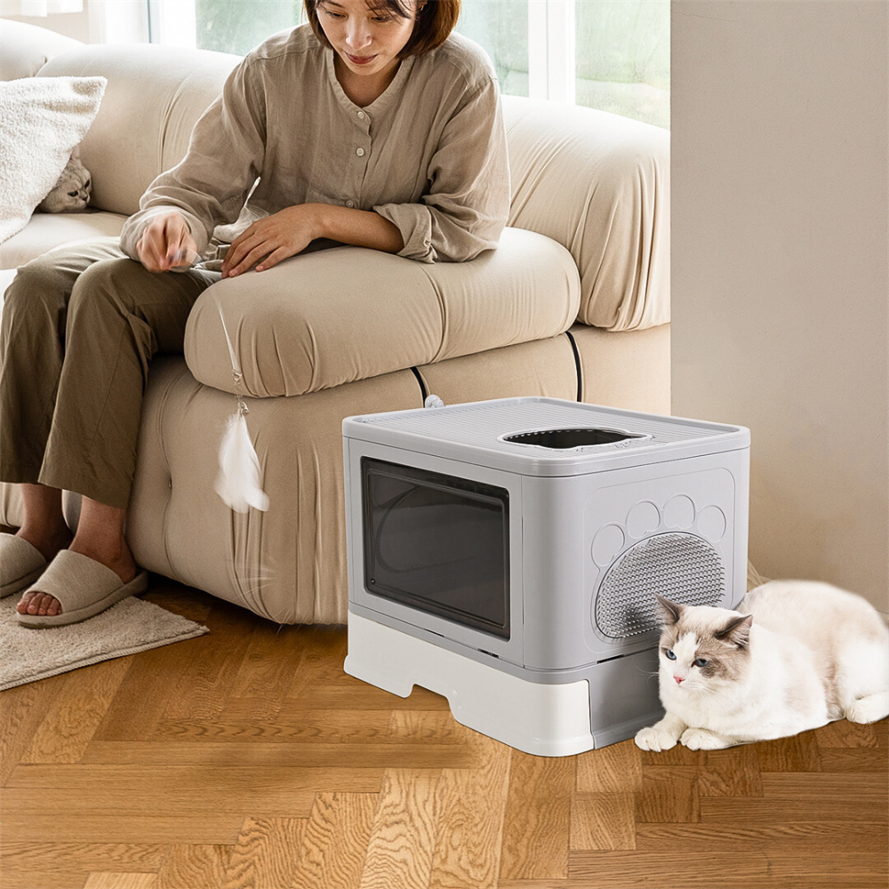 Stylish Cat Litter Box Enclosure with Portable Scoop Drawer_0