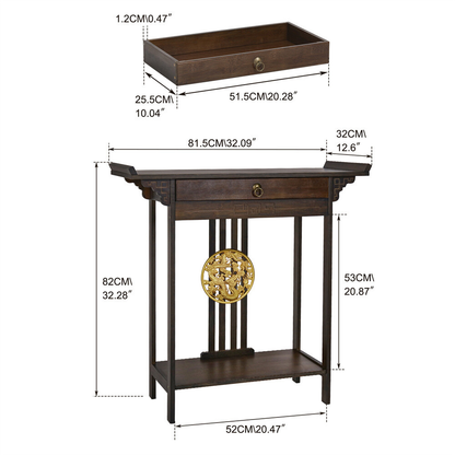 Elegant Wood Entryway Console Table with Drawer and Shelf_10