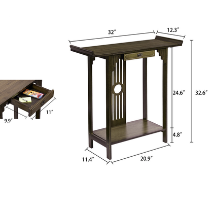 Elegant Wood Entryway Console Table with Drawer and Shelf_11