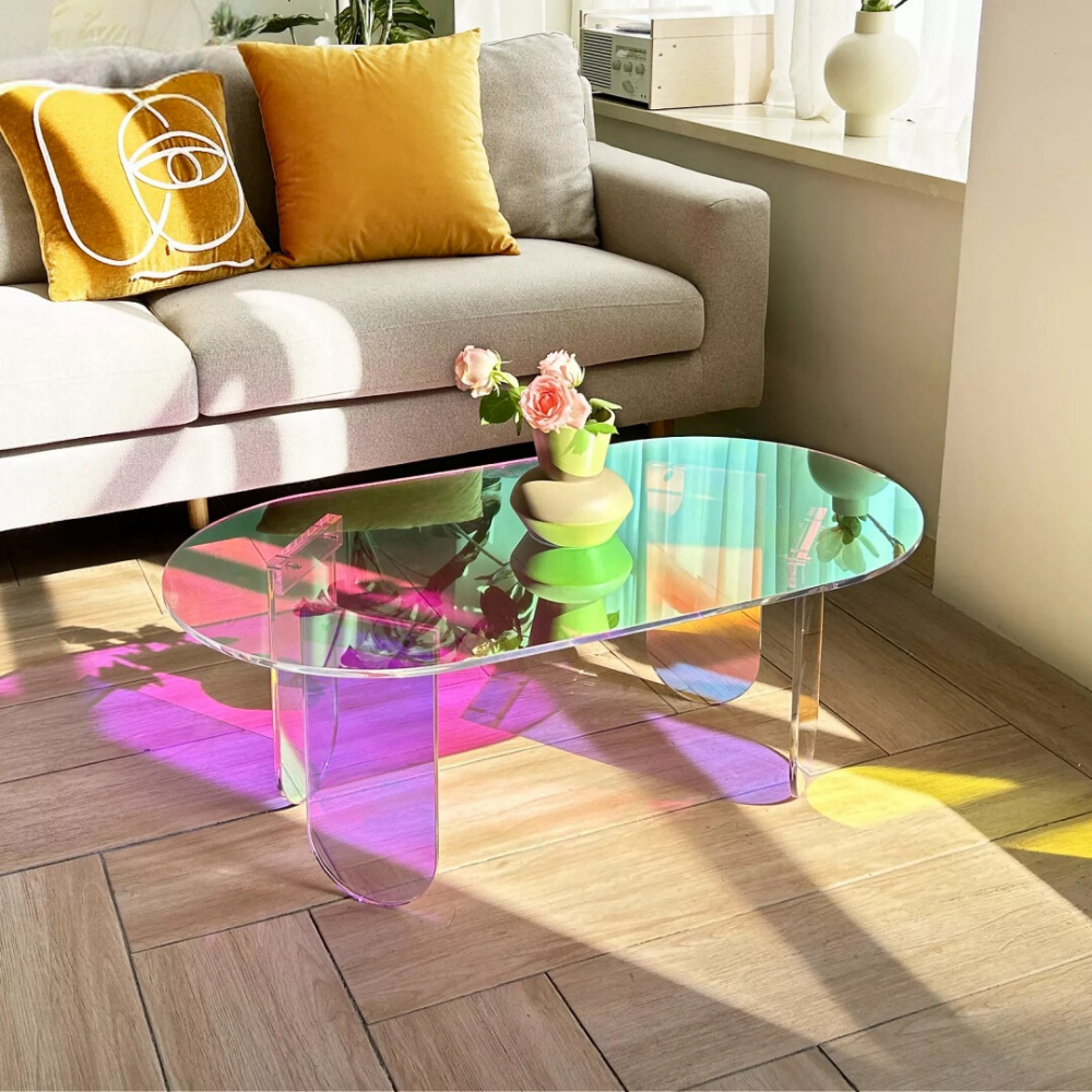 Shatterproof Iridescent Clear Acrylic Coffee Table_0