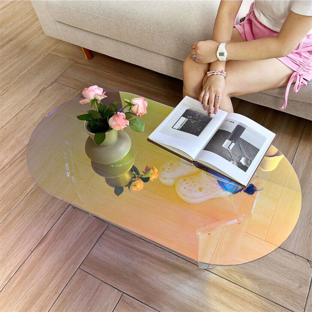 Shatterproof Iridescent Clear Acrylic Coffee Table_3