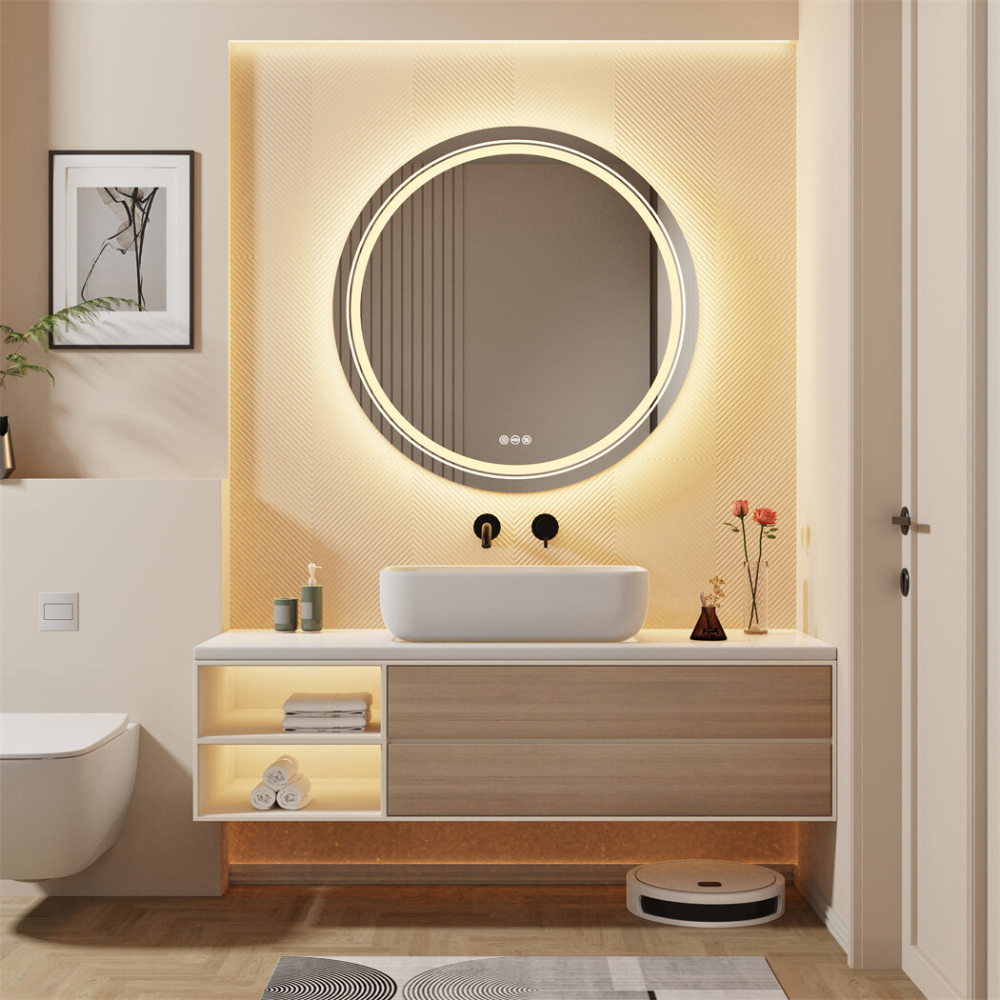 Waterproof Round Design Smart LED Bathroom Mirror_2