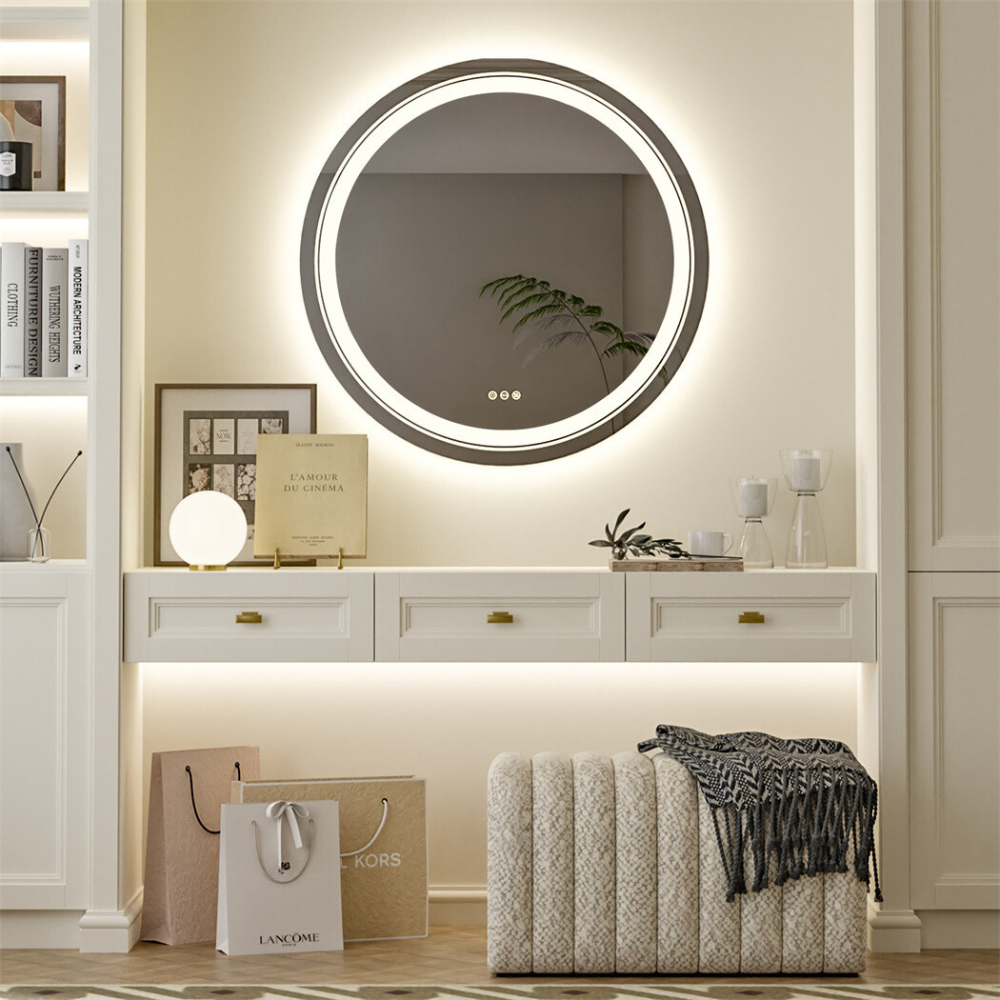 Waterproof Round Design Smart LED Bathroom Mirror_3