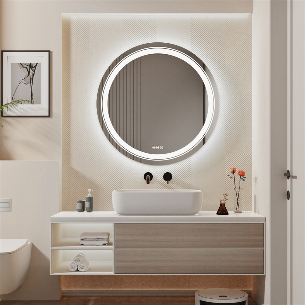 Waterproof Round Design Smart LED Bathroom Mirror_4