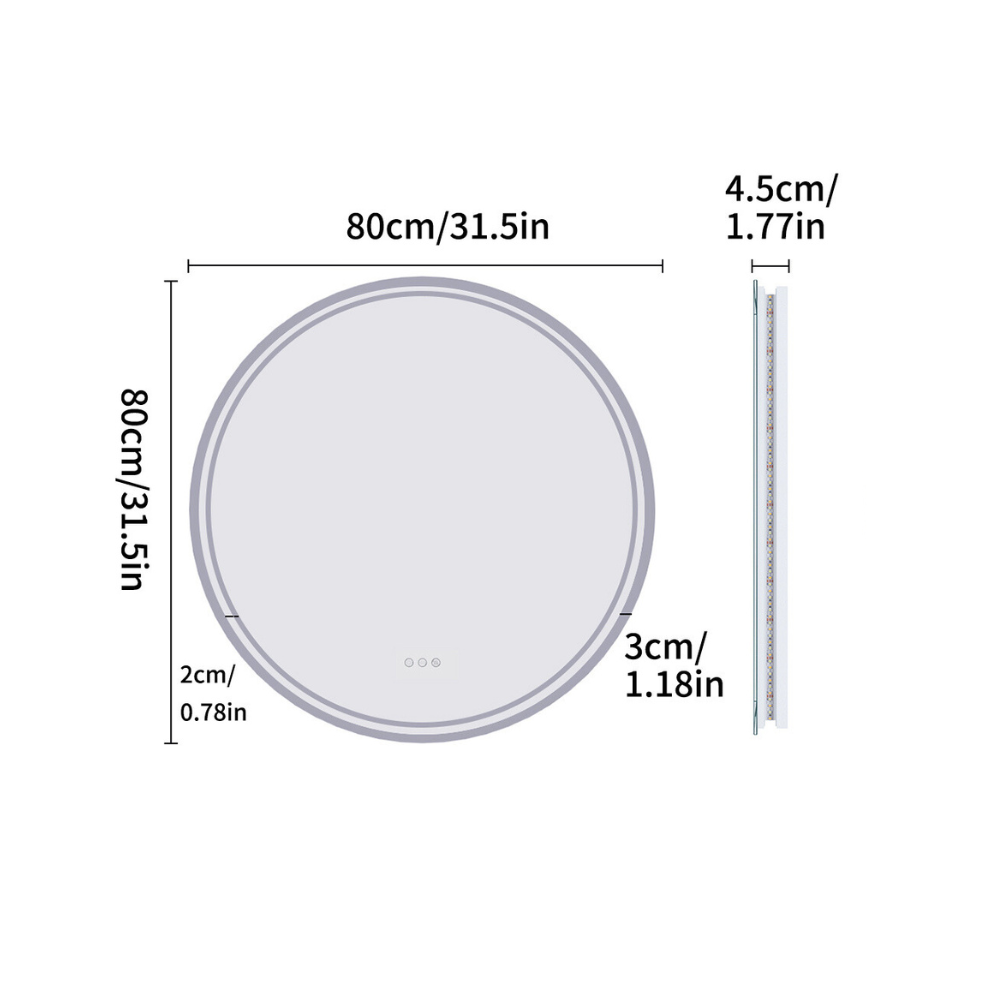 Waterproof Round Design Smart LED Bathroom Mirror_7